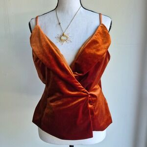 AW Bridal Velvet Wrap Cami Top Women 8 Whimsigoth 70s Retro Formal Cocktail Y2K